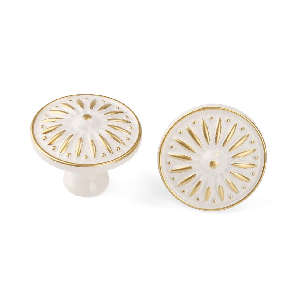 Hellopet 10 Pack Ivory White Cabinet Knobs - 33mm Drawer Pull Handles for Dresser, Cupboard, Wardrobe & Furniture - Durable Hardware for Home & Office Organization