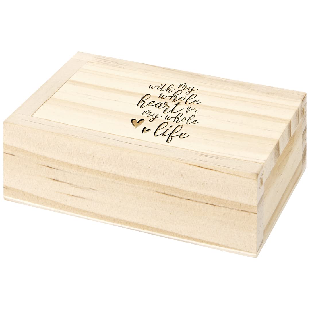 Koyal Wholesale Engraved Wooden Ring Box with Lid - Heart-Shaped Keepsake Box for Wedding, Proposal & Anniversary Gifts - Perfect Ring Bearer Box for Ceremonies