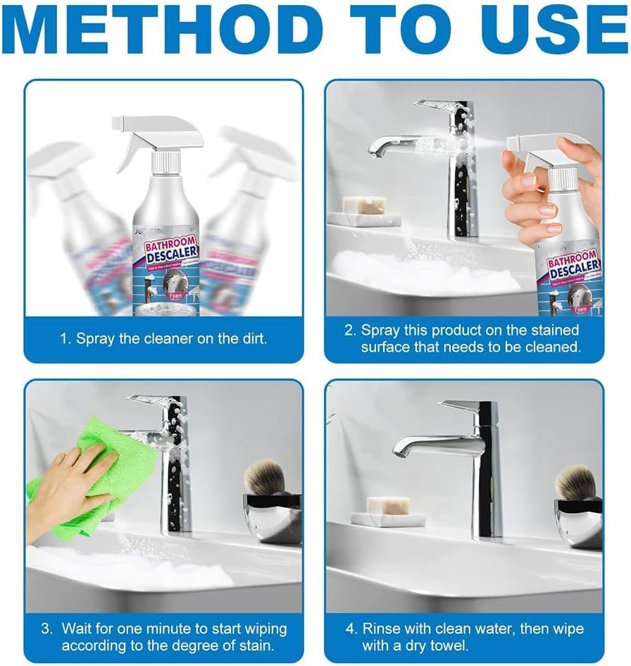 XKrmp Multipurpose Bathroom Foam Cleaner Spray - Powerful Stubborn Stain Remover for Tiles, Sinks & Showers - 60ml Foaming Cleaner (2-Pack) - Ideal for Bathroom, Kitchen & Household Cleaning