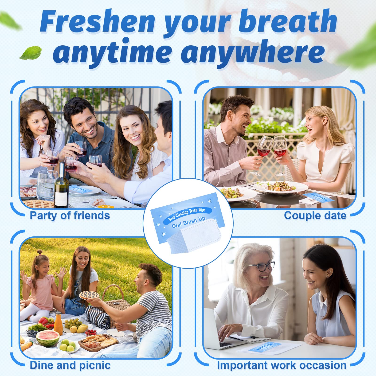 300 Pcs Disposable Finger Toothbrush Wipes - Textured Surface for Deep Teeth Cleaning, Oral Care for Adults & Kids - Perfect for Travel, Camping, and Post-Dental Care - Individually Wrapped Bulk Pack