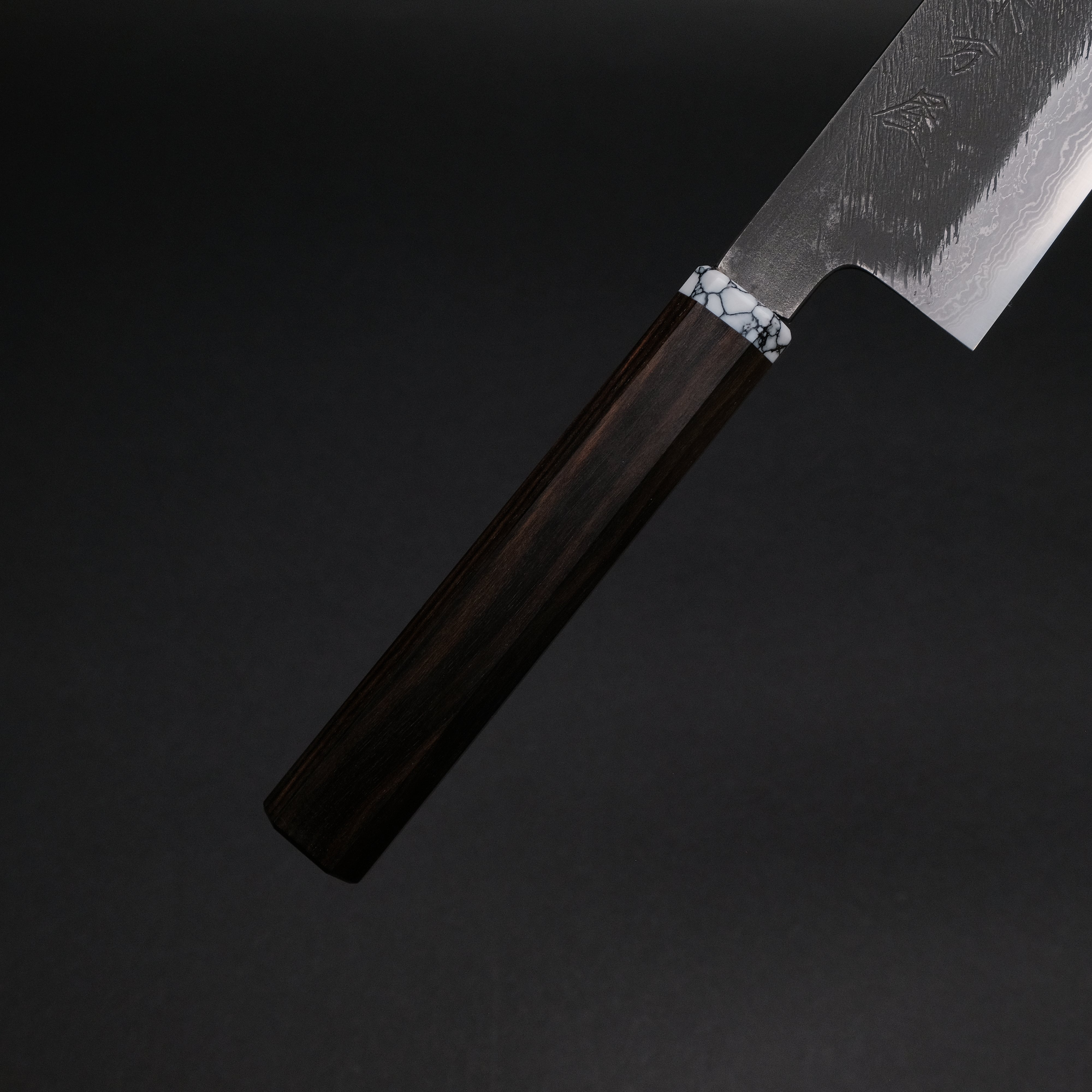Premium Ajikataya White #2 Matsuba Damascus Gyuto 240mm Japanese Chef Knife with Ebony & TQ Handle (#07) - Perfect for Sushi, Meat Slicing & Professional Kitchen Use