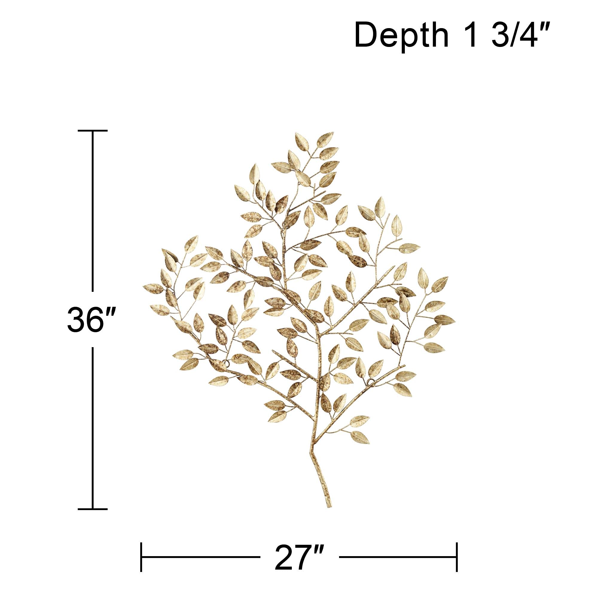 Dolma Gold Leaves 36 Inch High Iron Wall Art - Elegant Home Decor for Living Room, Bedroom & Office