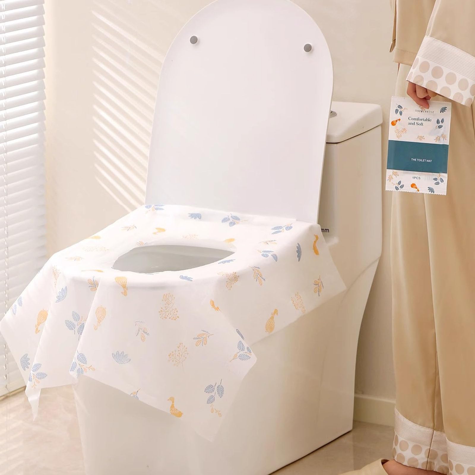 60 Pcs Disposable Toilet Seat Covers - Large Waterproof Toilet Seat Protectors for Toddlers, Kids & Adults | Portable, Individually Wrapped | Ideal for Potty Training, Public Restrooms, Travel & Camping