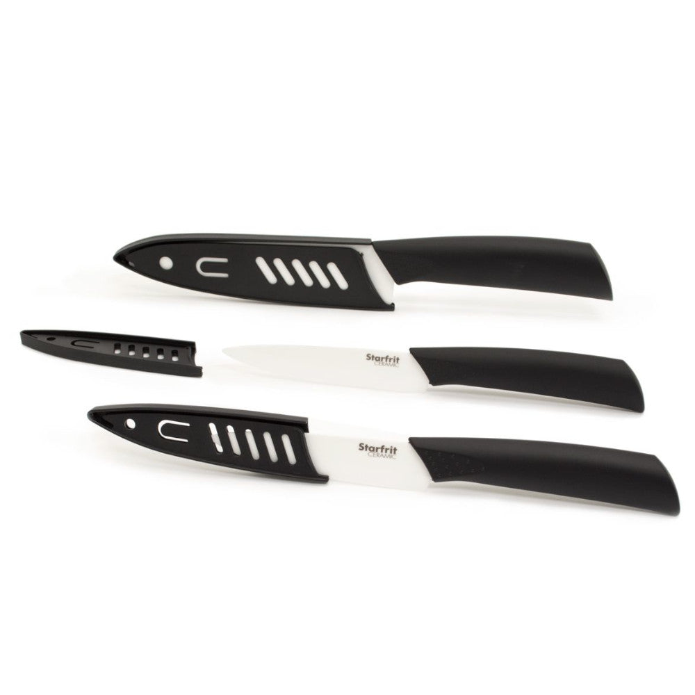 Premium STARFRIT 092854 Ceramic Knife Set - 3-Piece Kitchen Knives with Ultra Sharp Blades for Slicing, Dicing & Peeling - Perfect for Fruits, Vegetables & Boneless Meats - Dishwasher Safe & Rust-Free