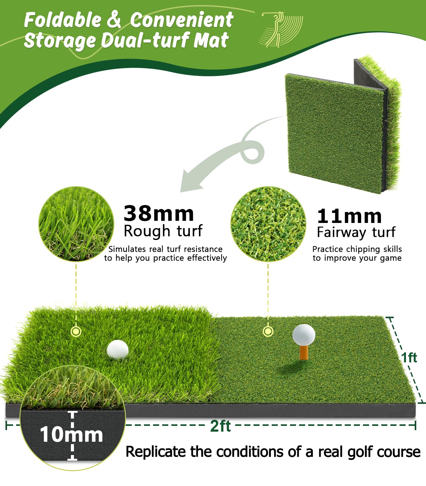 **10x7ft Golf Practice Net with Dual-Turf Hitting Mat - All-in-1 Indoor & Outdoor Golf Training Aid for Backyard Chipping & Driving - Perfect for Golf Enthusiasts & Beginners (Men & Women) - Ideal for Home, Yard, or Driving Range Practice**