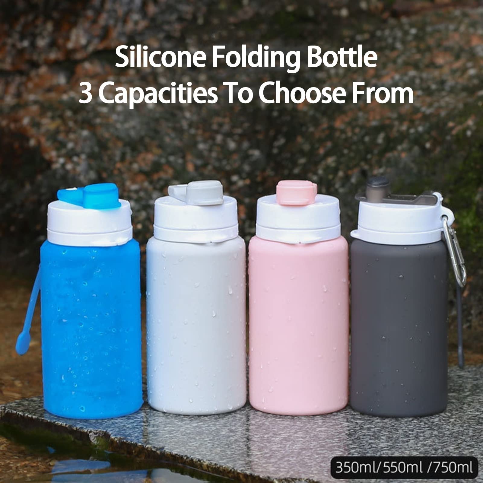 Collapsible Water Bottle for School & Travel - BPA Free, 3 Sizes, Lightweight & Portable - Perfect for Sports, Hiking, and Outdoor Activities