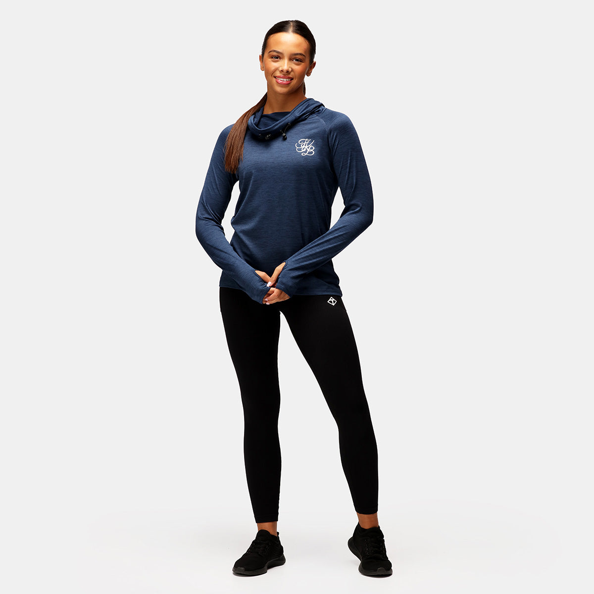 TKB Navy Cowl Neck Hoodie for Women - Soft Fleece Pullover Sweatshirt with Pocket | Perfect for Casual Wear, Workout & Outdoor Activities