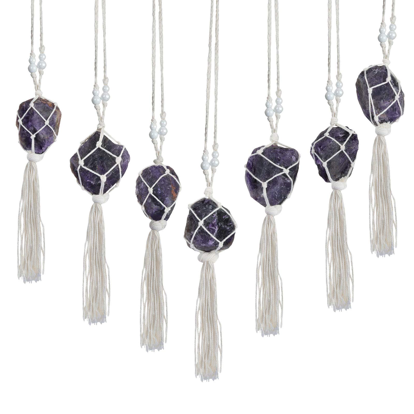 Natural Amethyst Crystal Pendant - Raw Stone Hanging Ornament for Home, Office & Car Decor - Feng Shui Healing Crystal for Meditation, Gifts & Positive Energy