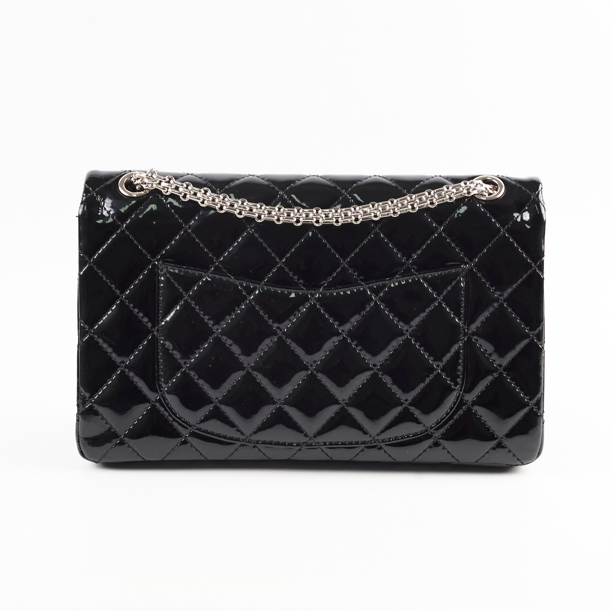 Chanel Reissue 226 Patent Leather Handbag Black with Silver Hardware - Luxury Crossbody Bag for Women, Perfect for Evening Events & Date Nights