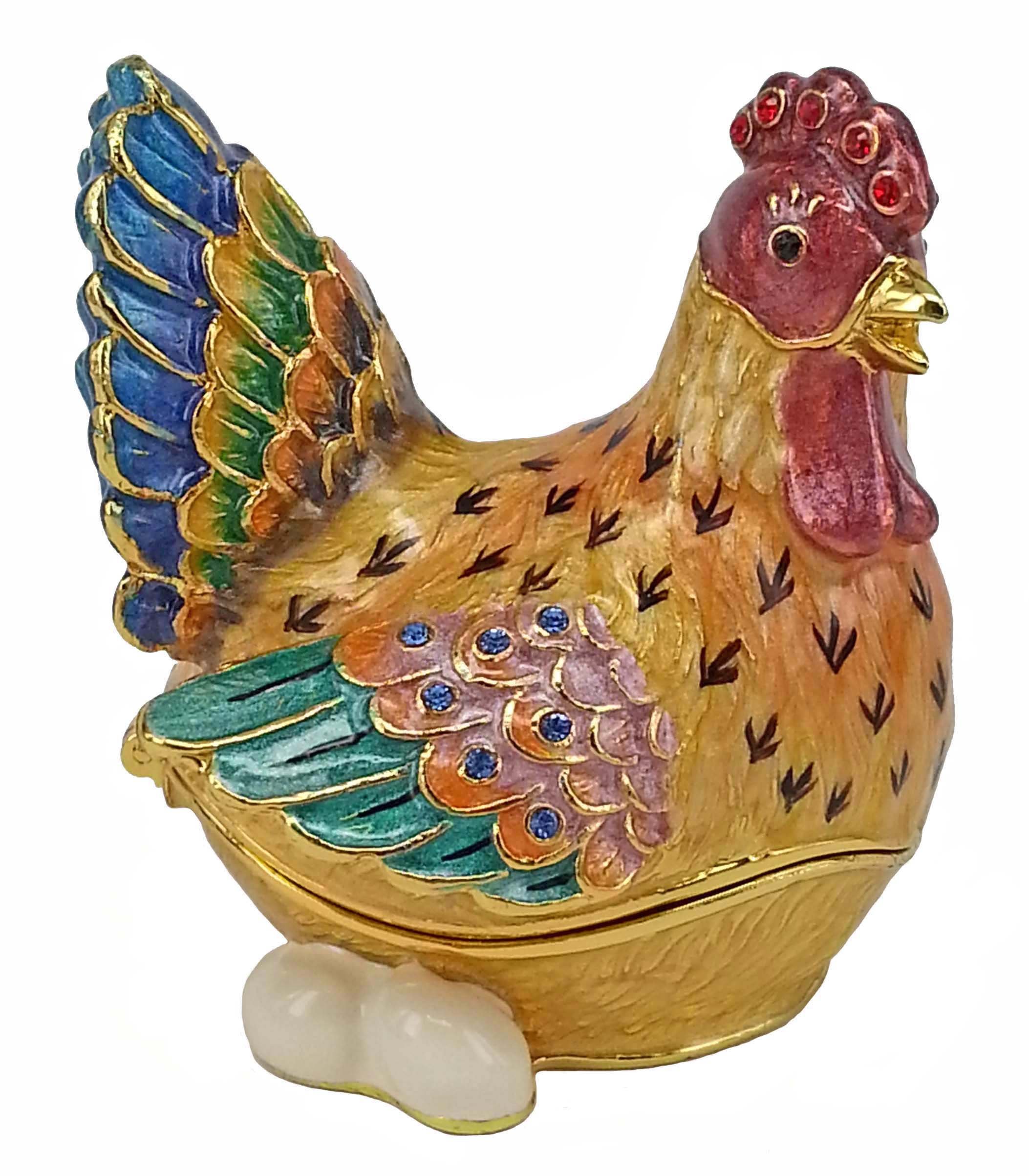 Crystal Jeweled Hen Egg Trinket Box - Elegant Home Decor for Gifts & Display
