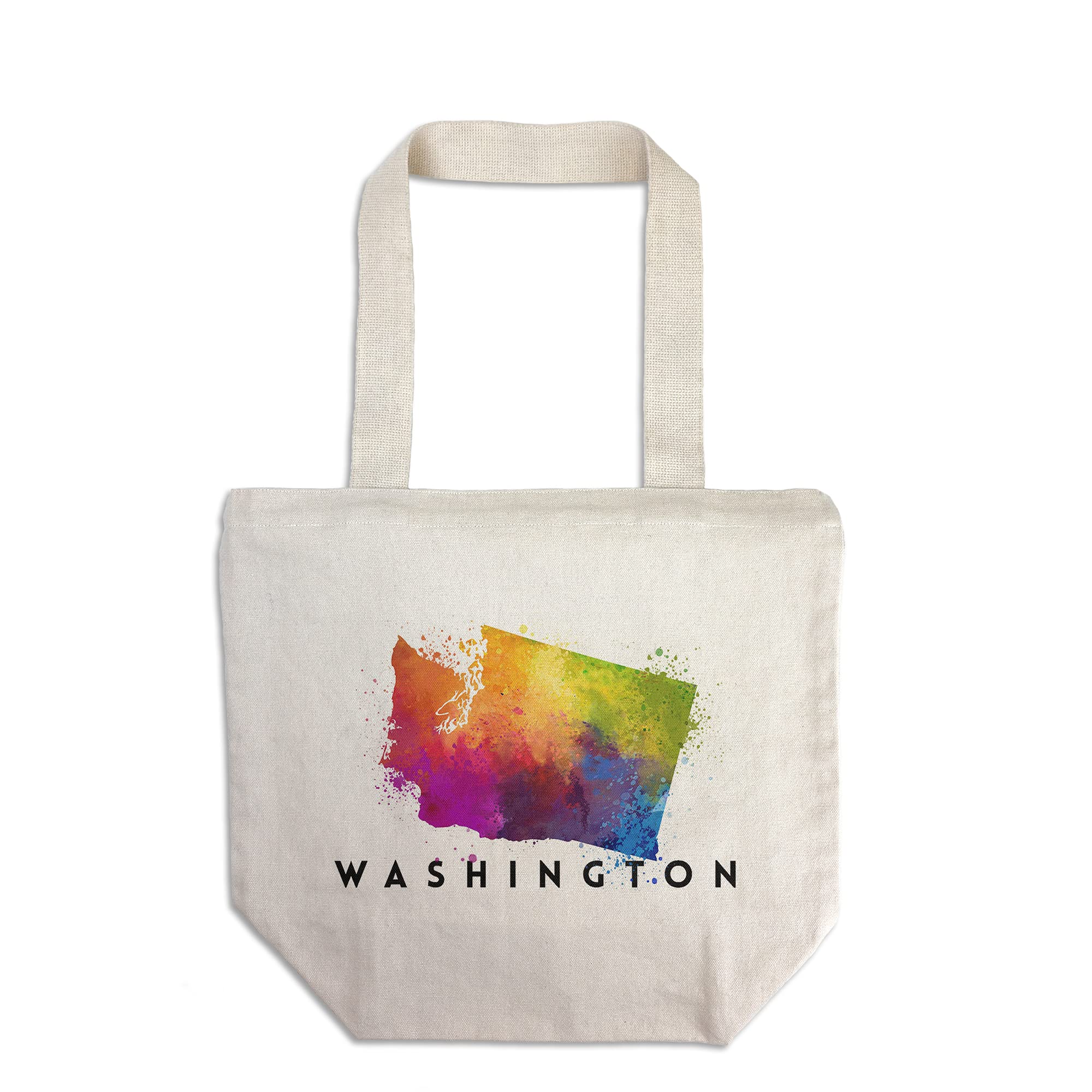 Washington State Abstract Watercolor Tote Bag - 100% Cotton Canvas Reusable Shopping Bag for Groceries, Beach & Daily Use