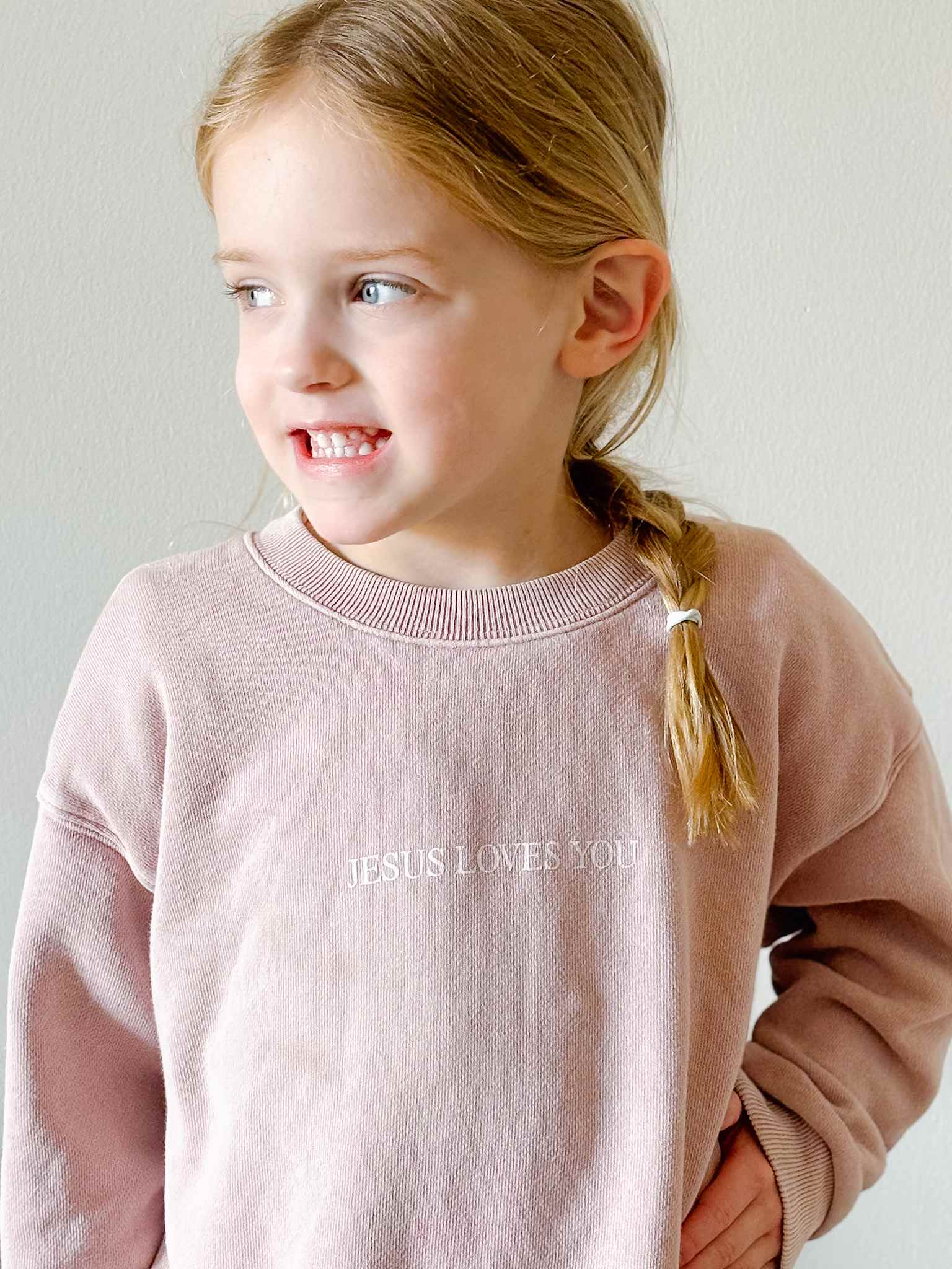 Jesus Loves You Kids Crewneck Sweatshirt - Soft Pink Christian Apparel for Boys & Girls | Church, Sunday School & Family Outings