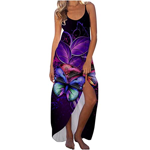 Women's Summer Sleeve Dress - Floral Print Sling Mid-Waist Beach Dress for Casual Outings & Vacations | Perfect for Beach Trips, Picnics, and Summer Parties