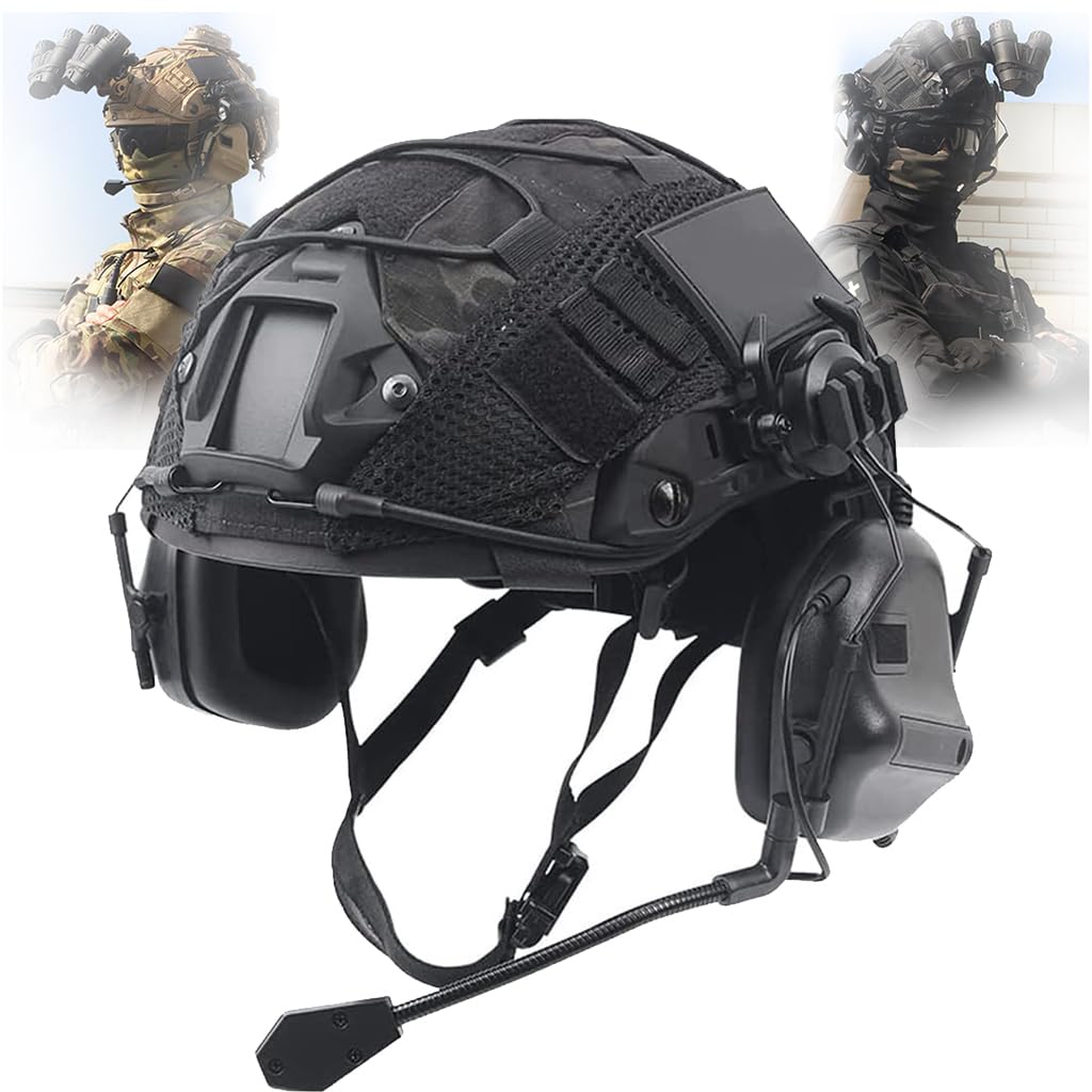 Tactical Airsoft Helmet Set - Adjustable Fast Helmet with Tactical Headset & Multicam Cover for Outdoor Hunting, Cosplay, Paintball, BB & CS Games - Perfect for Military Simulation & Airsoft Battles