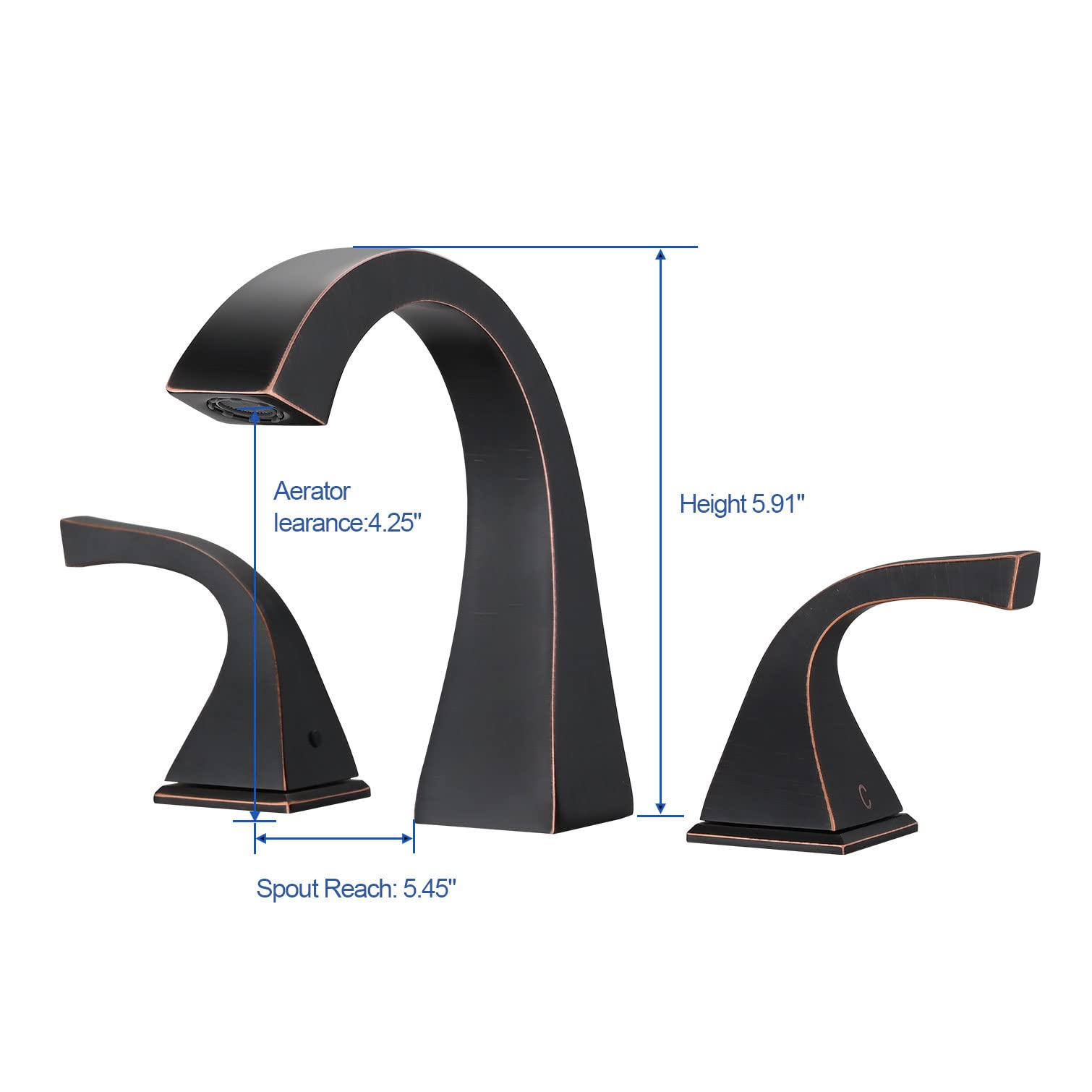 Oil Rubbed Bronze Widespread Bathroom Faucet - 2 Handle 8 Inch Brass Bathroom Sink Faucet for 3 Hole Lavatory with Pop Up Drain & Supply Lines - Perfect for Modern Bathroom Vanities & Powder Rooms