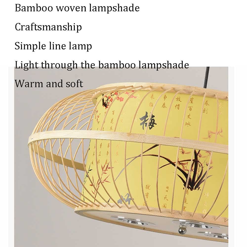 Modern LED Chandelier - Handmade Bamboo Pendant Light with Chinese Country Style, E27 Socket Hanging Lamp | Perfect for Dining Room, Bedroom & Boho Home Decor