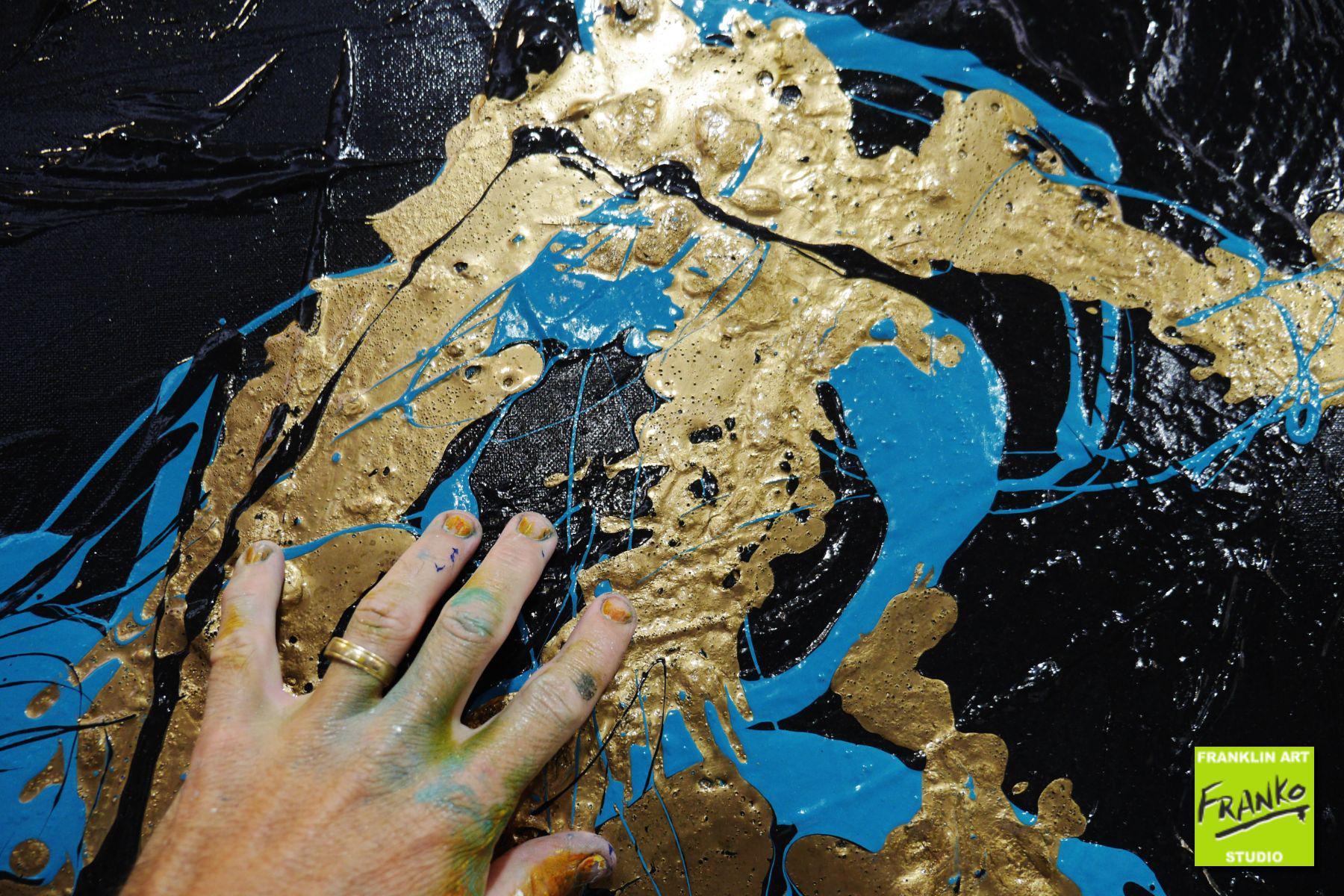 Jade Black Gold Textured Abstract Painting - 100cm x 100cm Modern Wall Art for Living Room, Bedroom & Office Decor | Jade Breath Collection