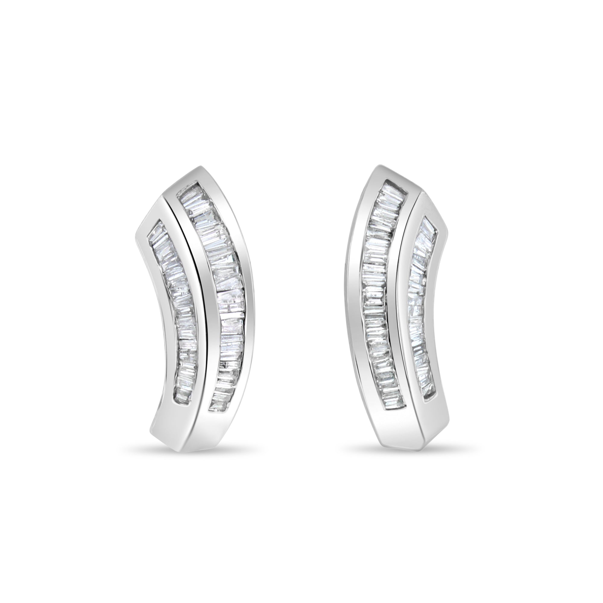 1.05cttw Diamond Baguette Earrings in 14k White Gold - Elegant Wedding, Anniversary & Evening Wear Jewelry for Women
