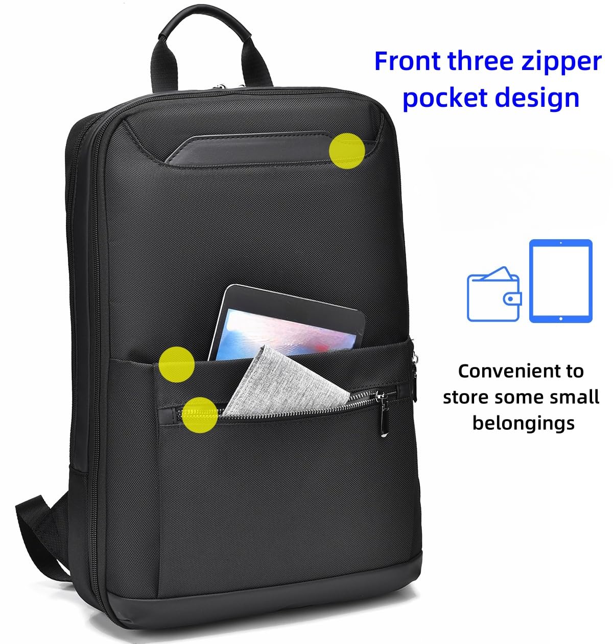Slim Expandable Laptop Backpack for Men - 15.6 Inch Flatpack Travel & College Backpack (Black) - Perfect for Business Trips, Commuting & Campus Use