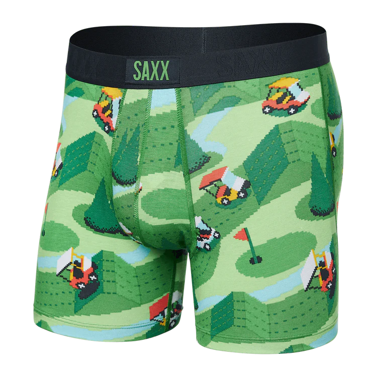 SAXX Vibe Super Soft Excite Cartoon Boxer Briefs for Men - Breathable Cotton Underwear with Comfortable Waistband (Green) - Perfect for Daily Wear, Gym & Outdoor Activities