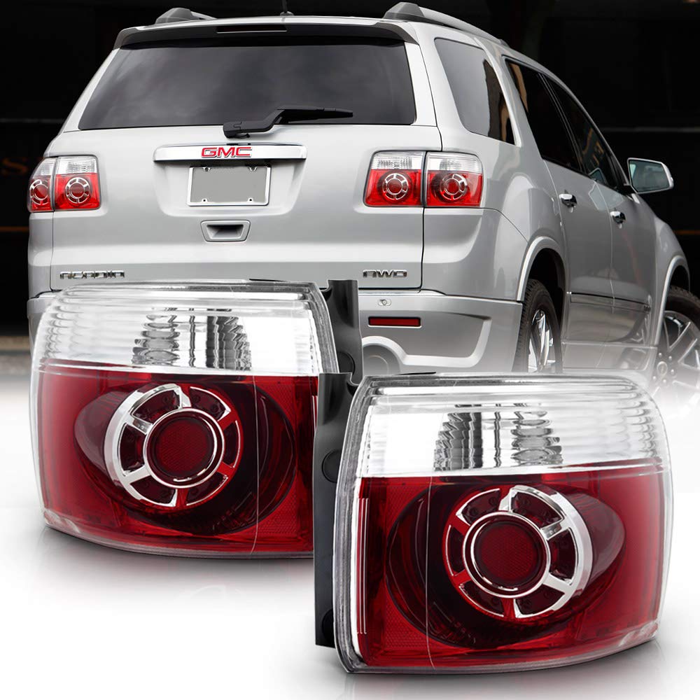 ACANII - OEM Style Outer Body Mounted Tail Lights Brake Lamps Assembly Pair Set for 2007-2012 GMC Acadia (Left+Right) - Perfect for Night Driving & Enhanced Safety