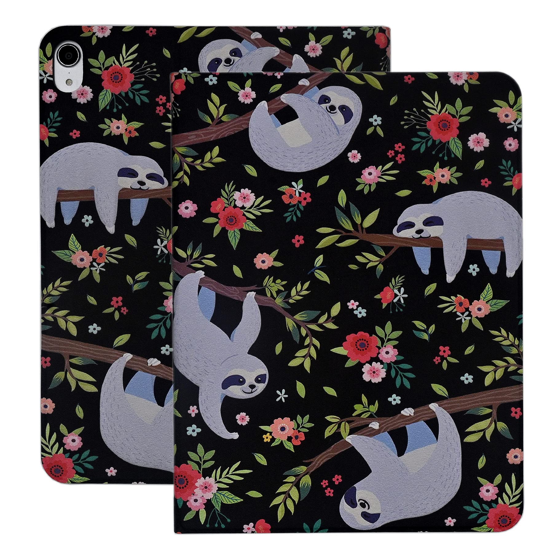 Premium Lightweight PU Leather Folio Stand Cover Case for iPad Air 11 Inch M2 (2024) & iPad Air 6th/5th/4th Gen (2024/2022/2020) - Auto Wake/Sleep Protection with Cute Sloth Design - Perfect for Work, Travel & Home Use