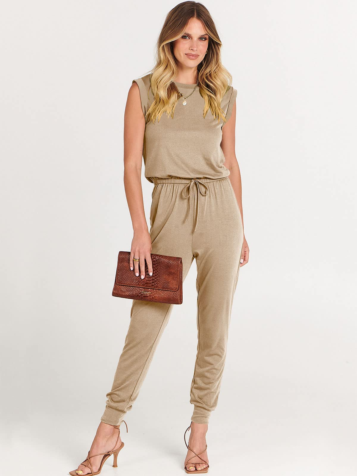 ANRABESS Women's Summer Sleeveless Jumpsuit - Casual Loose Stretchy Romper, Crewneck Dressy Outfit 2025 | Trendy Beachwear, Vacation & Party Wear