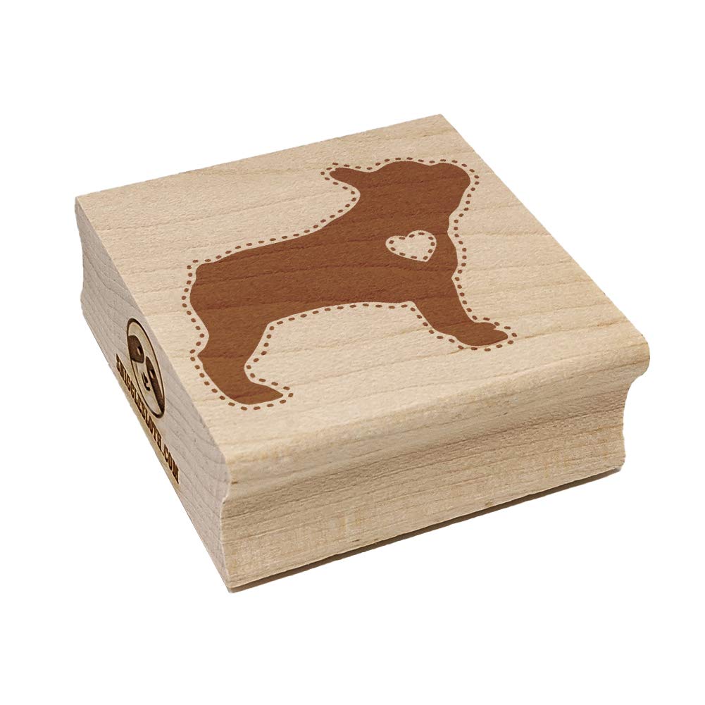 French Bulldog Heart Square Rubber Stamp - 1.25 Inch Small Craft Stamp for Scrapbooking, Card Making, DIY Projects & Paper Crafts