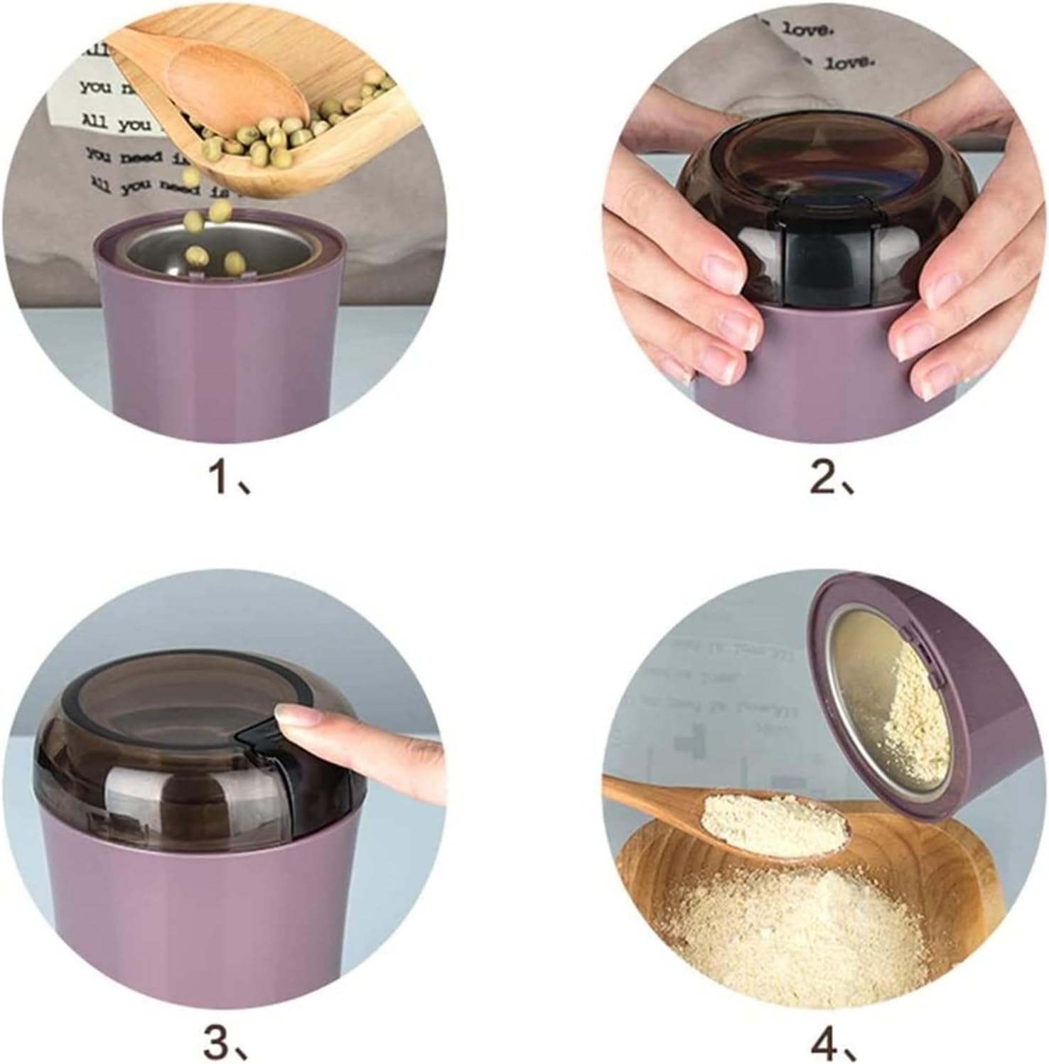 Premium Electric Coffee & Spice Grinder - Stainless Steel Blade, Portable Travel Size for Fresh Ground Coffee, Herbs & Nuts - Perfect for Home, Office & Camping Use