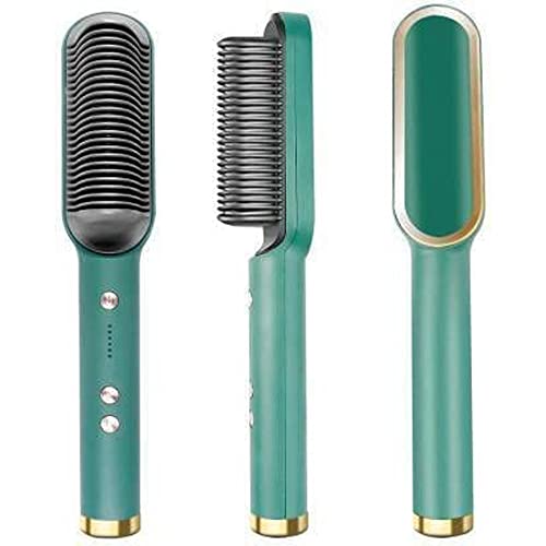 Consonantiam Electric Hair Straightening Brush for Women - PTC Fast Heating Straightening Comb with 5 Temperature Settings, White | Perfect for Home Use, Travel & Salon-Quality Styling