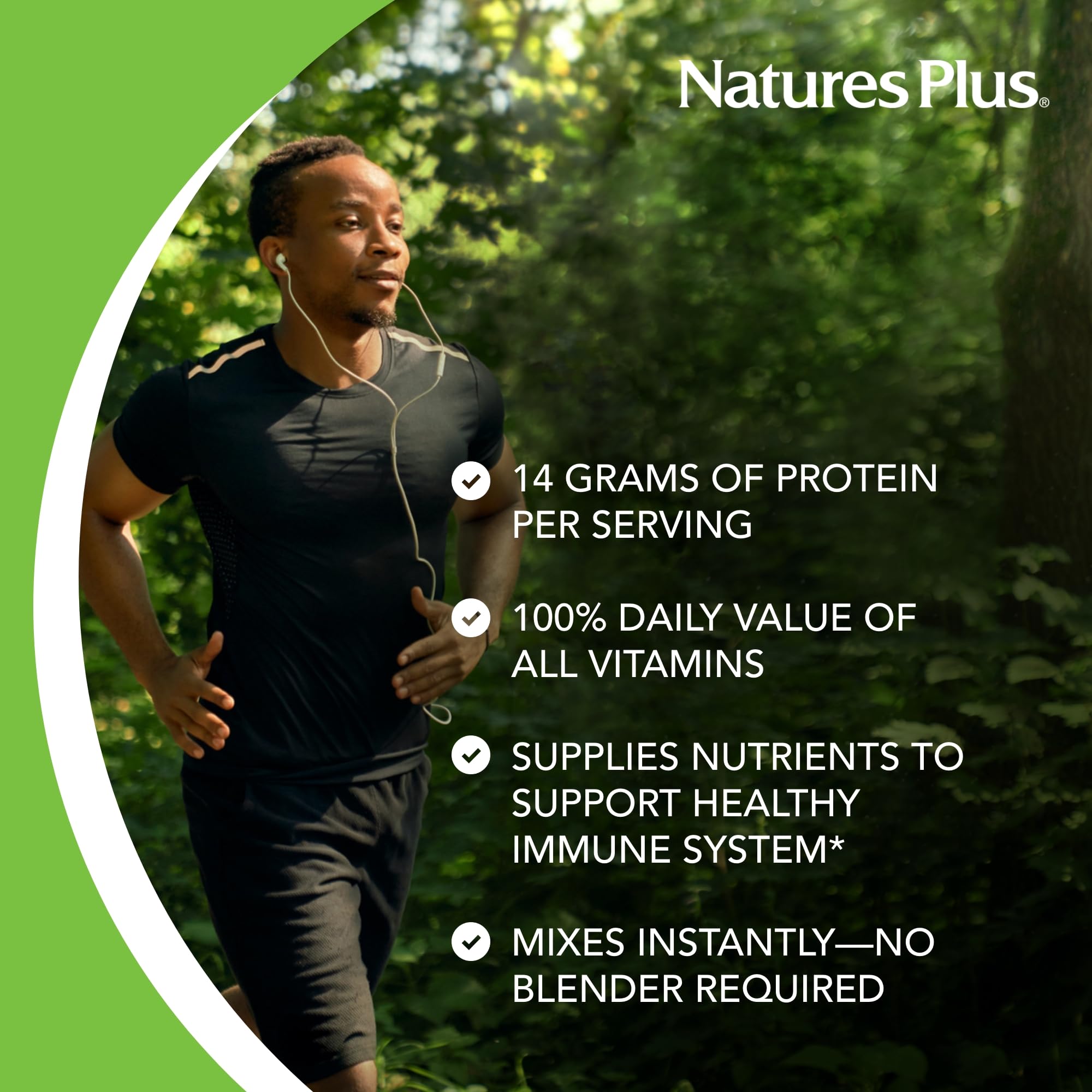 Natures Plus SPIRU-TEIN Peaches & Cream Plant-Based Protein Powder - 2.24 lb (30 Servings) | Vegan, Gluten-Free with Vitamins & Minerals for Energy | Perfect for Post-Workout Recovery & Healthy Smoothies