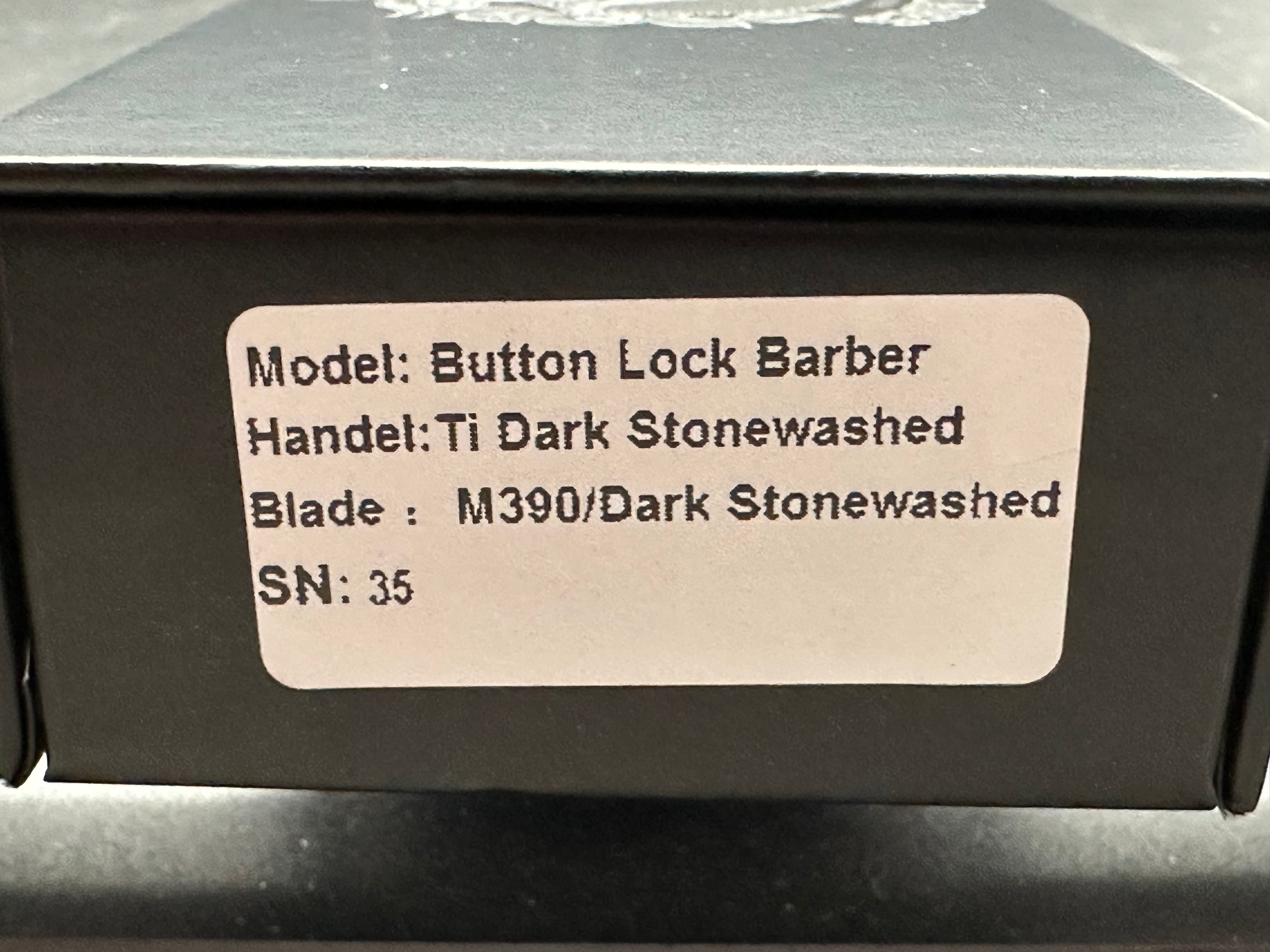 Premium Berg Button Lock Barber Knife - M390 Dark Stonewashed Blade - Professional Grooming & Outdoor EDC - Perfect for Barbers, Camping & Everyday Carry