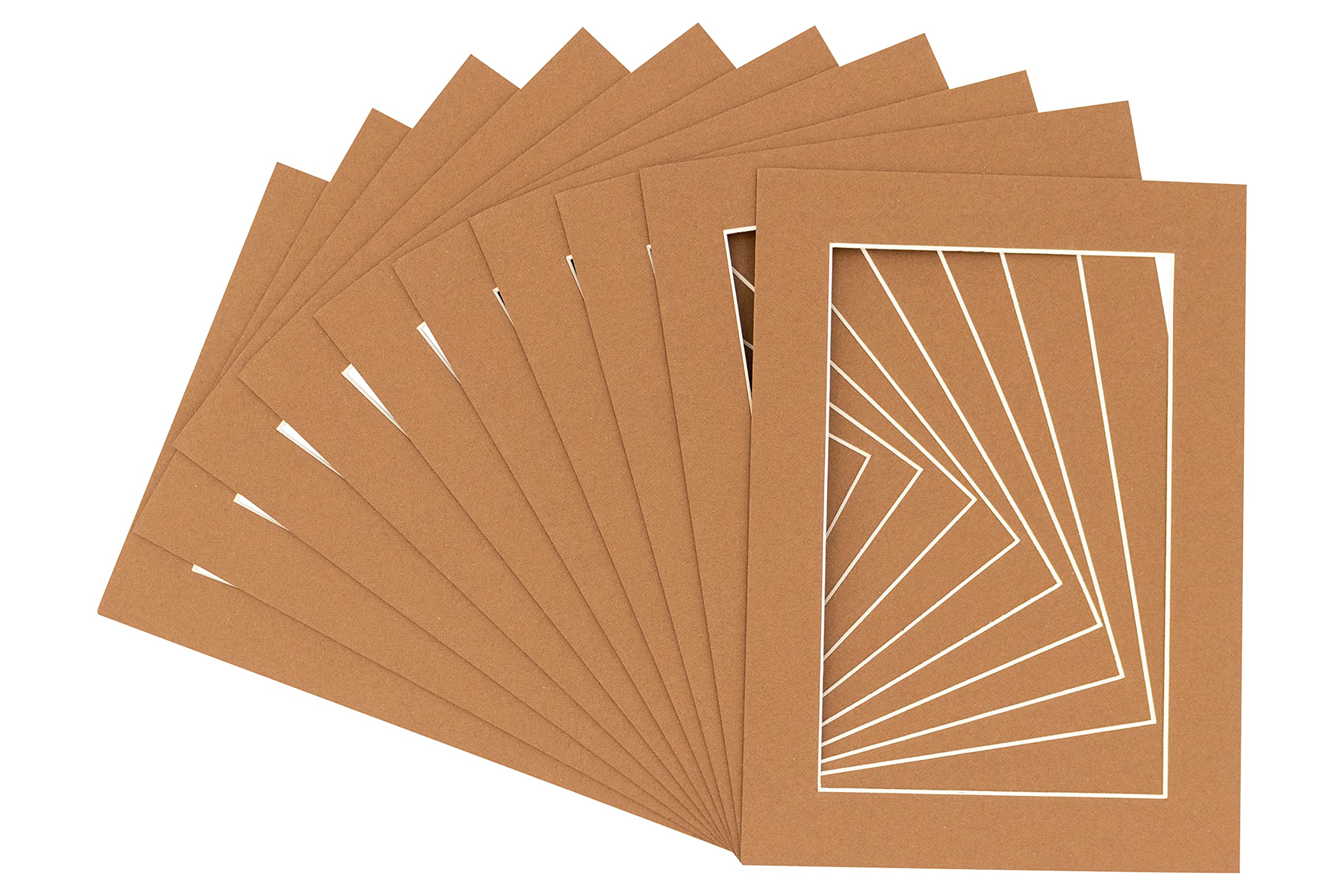 12x16 Inch Precut Acid-Free Picture Matboard - Aged Oak Brown Bevel Cut Mat for 8x10 Photos & Artwork - Pack of 25 Mats for Framing, Scrapbooking & Home Decor Display