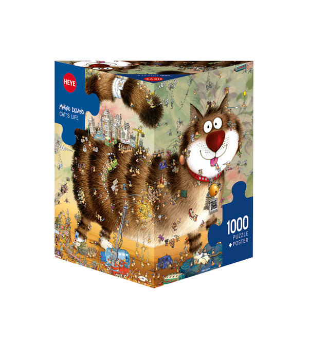 Heye 1000 Piece Triangle Jigsaw Puzzle - Cats Life, Fun & Challenging Puzzle for Adults & Teens, Perfect for Family Game Night & Relaxation