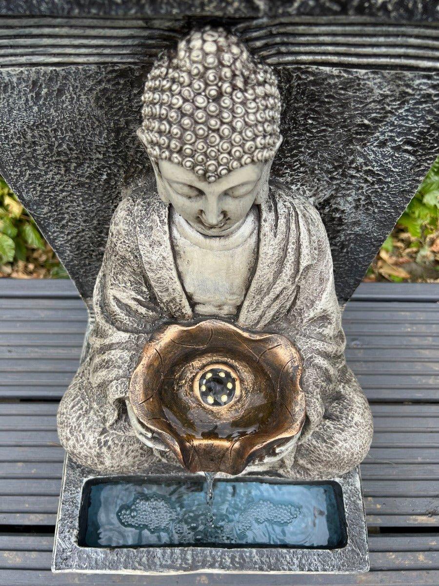 Buddha Solar Water Fountain with LED Light - 30x32x51.5cm Outdoor Garden Decor for Patio, Yard & Meditation Space