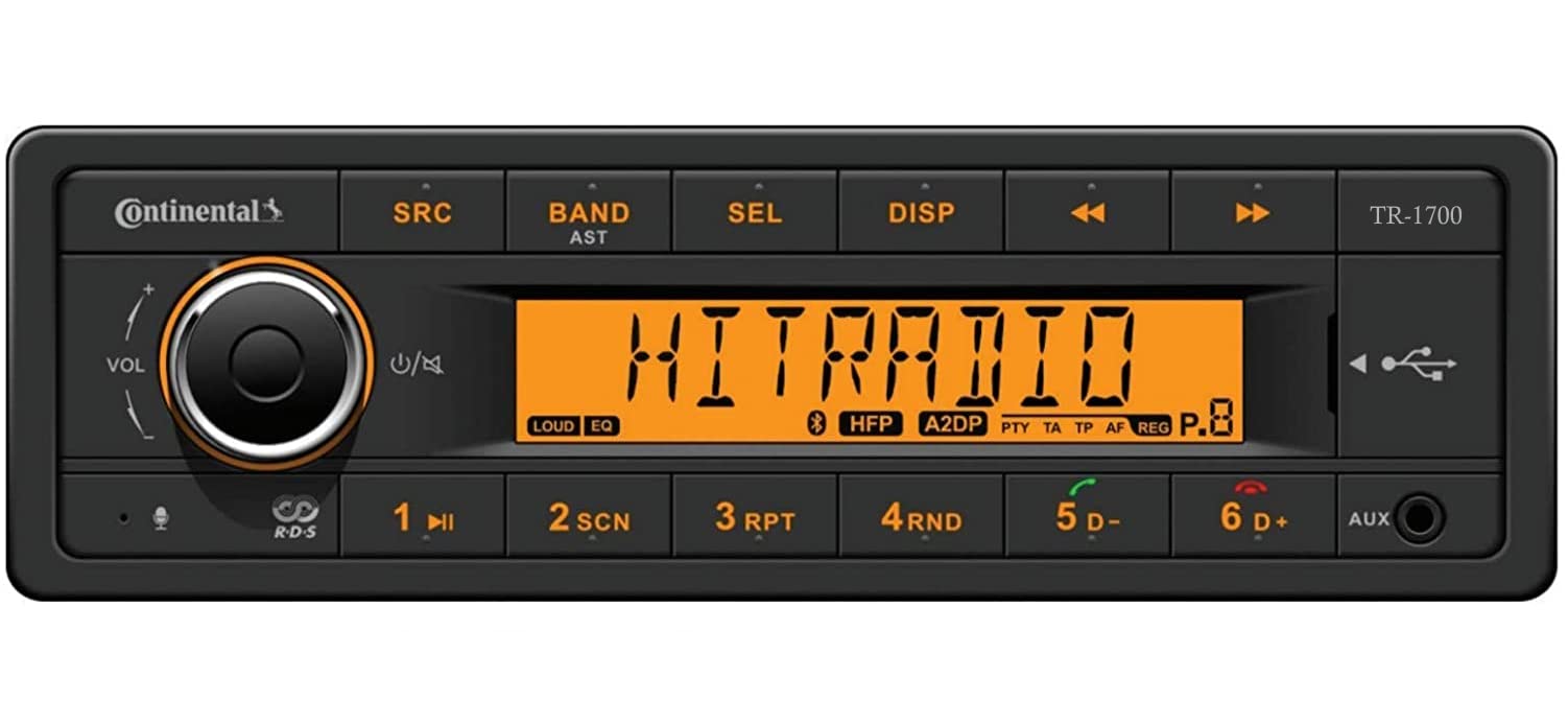 Caterpillar 12V Direct Connect Plug & Play Tractor Radio with Bluetooth & Orange Display - Heavy Duty Construction Equipment Stereo for Tractors & Farm Machinery