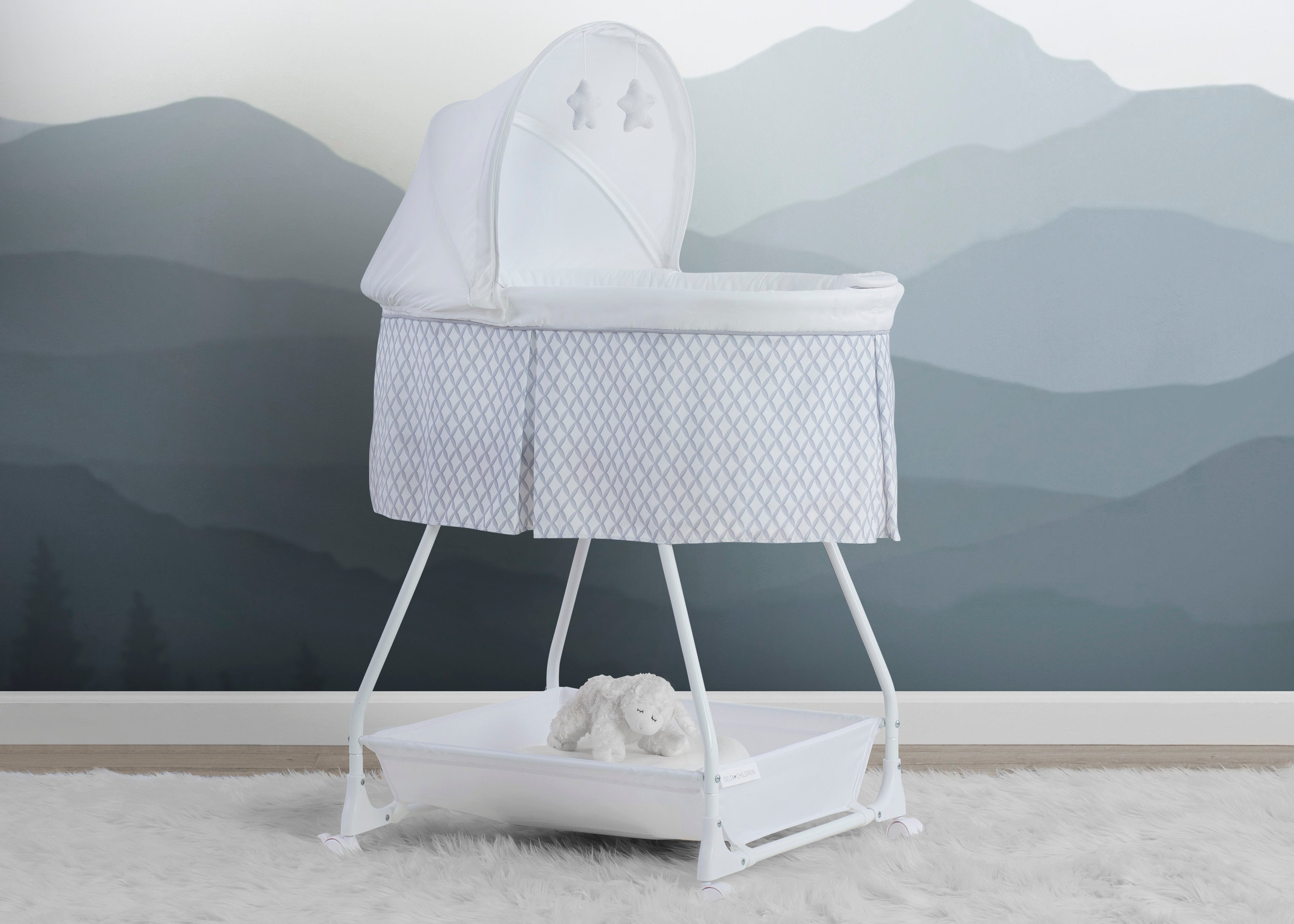 Premium Deluxe Soothing Dreams Bassinet - Ultra Soft Baby Crib with Gentle Rocking Motion & Night Light - Perfect for Nursery, Bedroom Co-Sleeping & Newborn Naptime