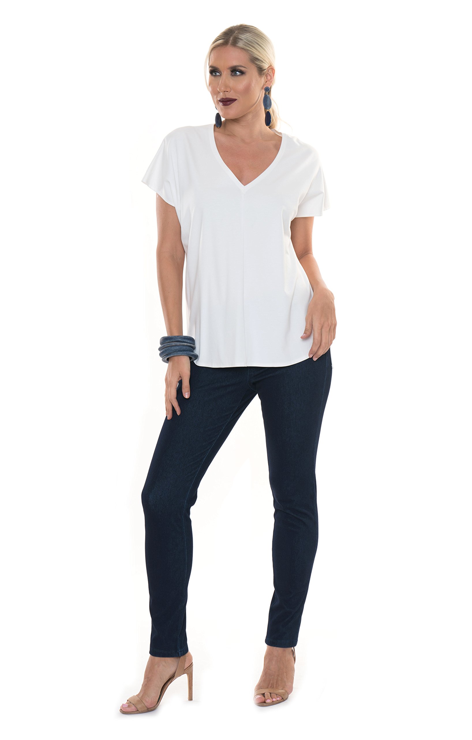 LIOR PARIS Sammy Denim Pants - Women's Essential Full Length Straight Leg Jeans for Casual & Office Wear | Comfortable Stretch Denim Trousers