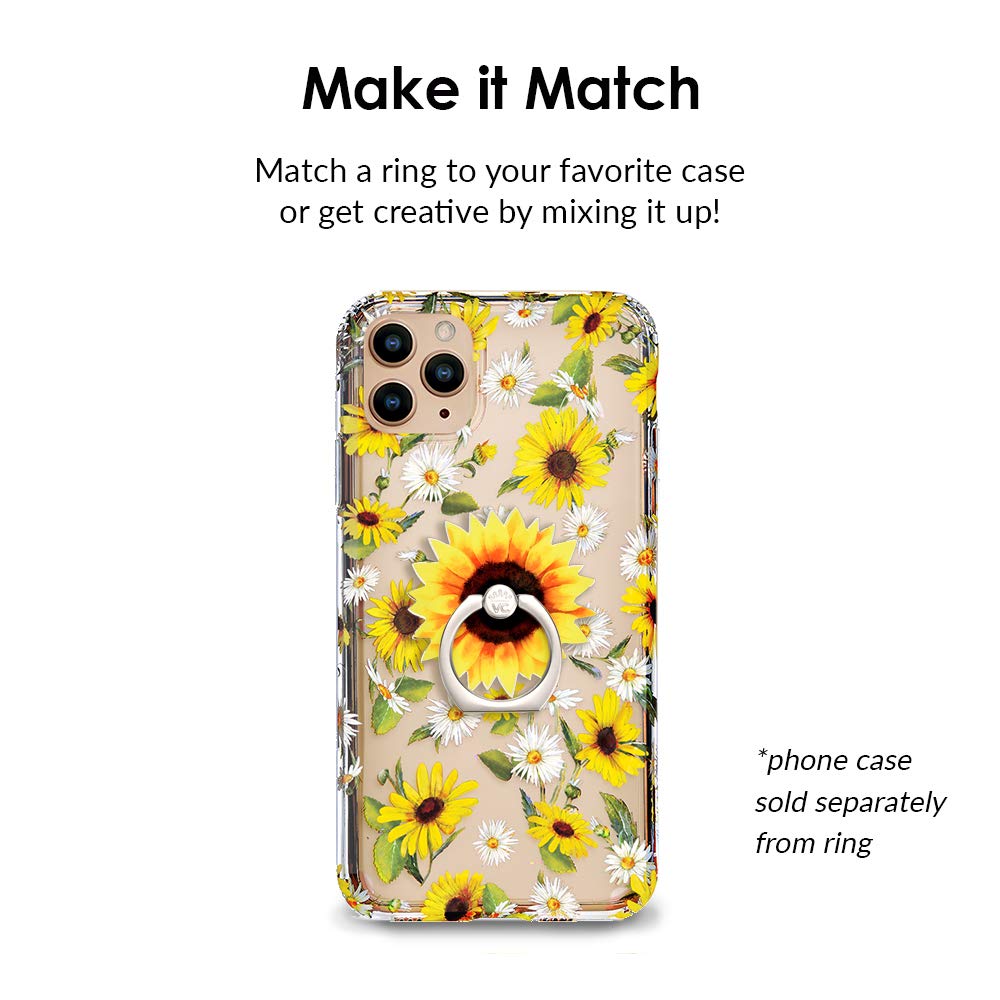 VELVET CAVIAR Phone Grip Ring Holder - Adjustable Finger Stand for iPhone 14/13/12, Samsung Galaxy S23/S22, Most Smartphones (Sunflower Yellow) - Perfect for Selfies, Video Calls & Secure One-Handed Use