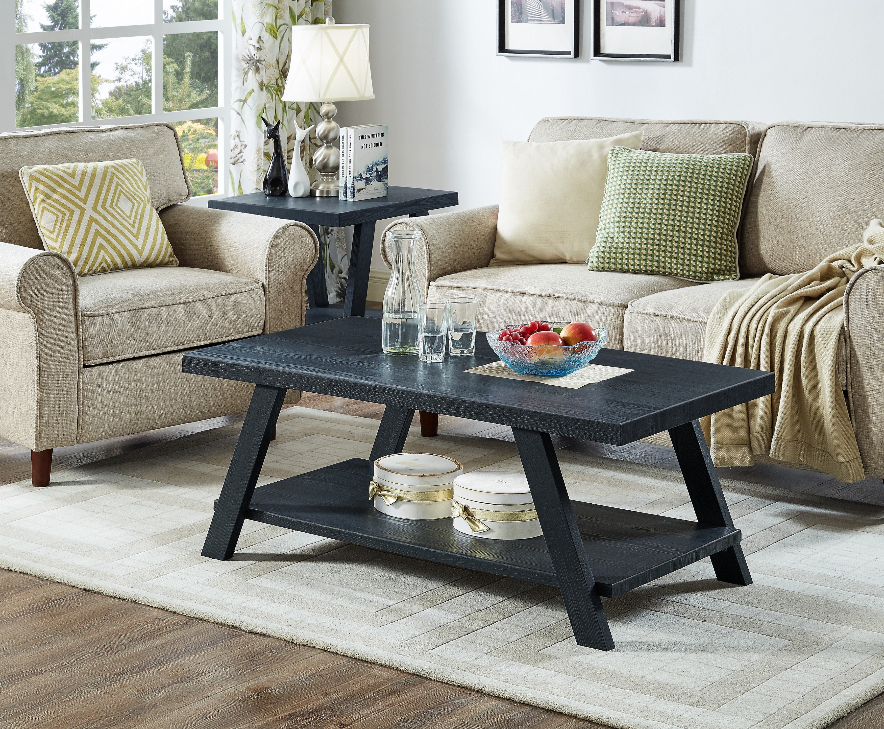 Roundhill Furniture Athens Contemporary Replica Wood Shelf Coffee Table - Modern Living Room Centerpiece for Home Decor & Entertainment Spaces