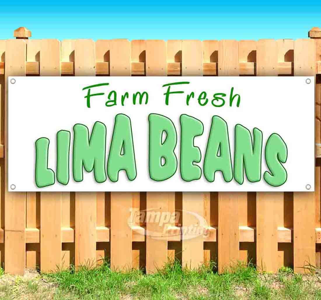 Premium 13 oz Farm Fresh Lima Beans Banner - Heavy-Duty Vinyl with Metal Grommets - Perfect for Farmers Markets, Grocery Displays & Agricultural Events
