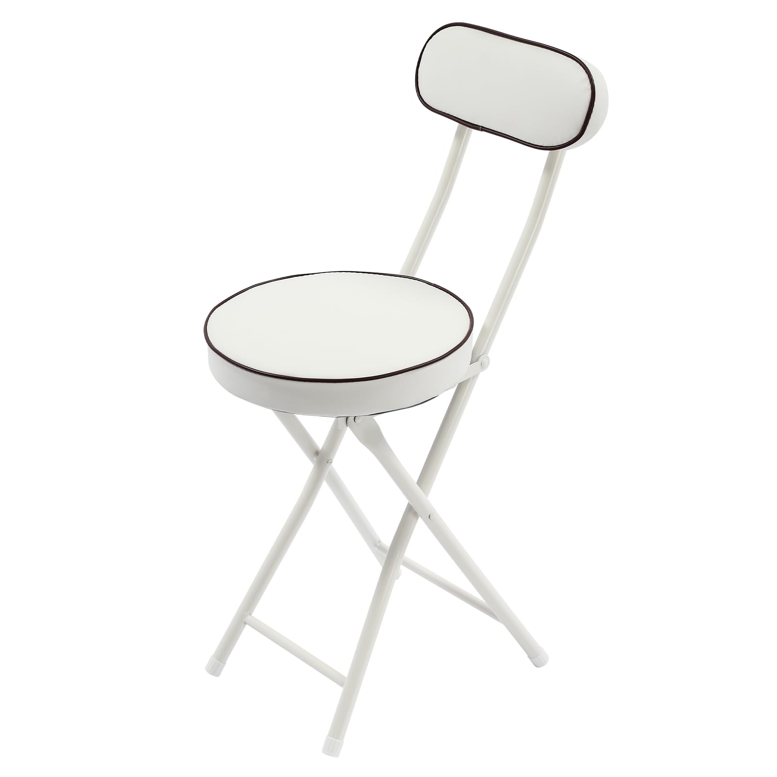 LOYALHEARTDY 4-Pack Folding Stool with Cushioned Seat & Back Support - 18.9 Inch Portable Bar Stool for Camping, Kitchen, Home, Office (White) | Perfect for Outdoor Picnics, Small Spaces & Extra Seating