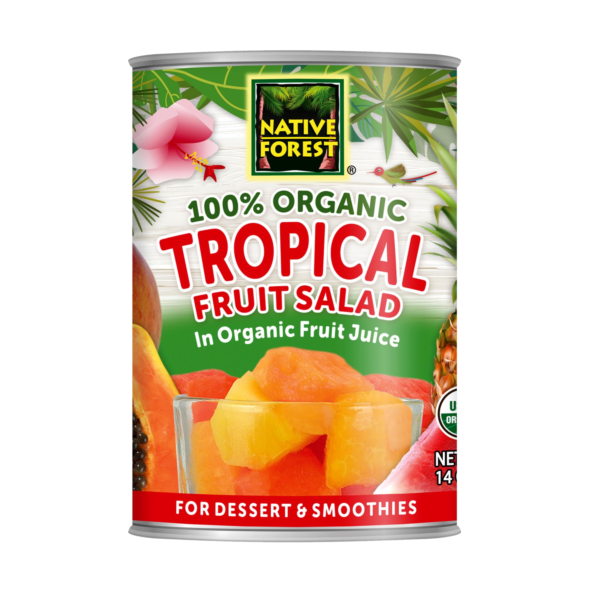 Organic Tropical Fruit Salad in Natural Juice - Native Forest Canned Fruit Cocktail, 14 Oz (Pack of 6) - Perfect for Smoothies, Desserts & Healthy Snacks