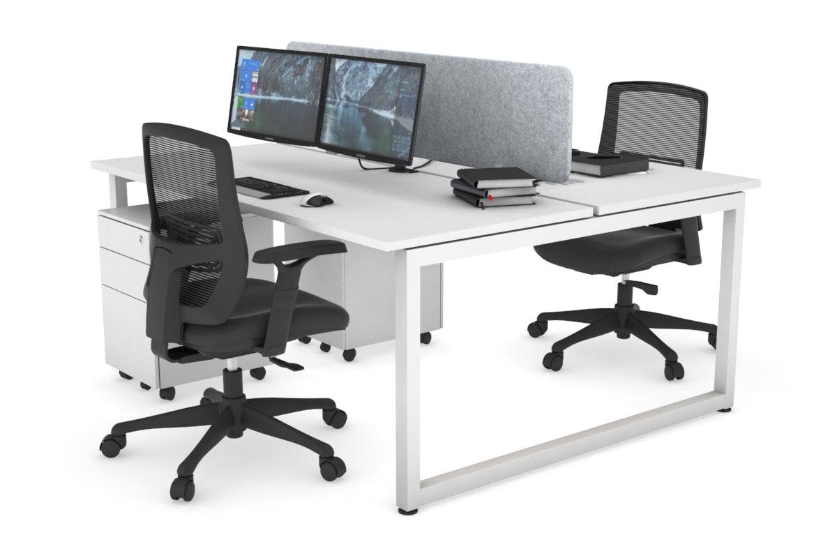Quadro Loop Legs 2 Person Office Workstation - 1400L x 700W Adjustable Standing Desk for Home & Office - Perfect for Collaborative Workspaces & Shared Home Offices