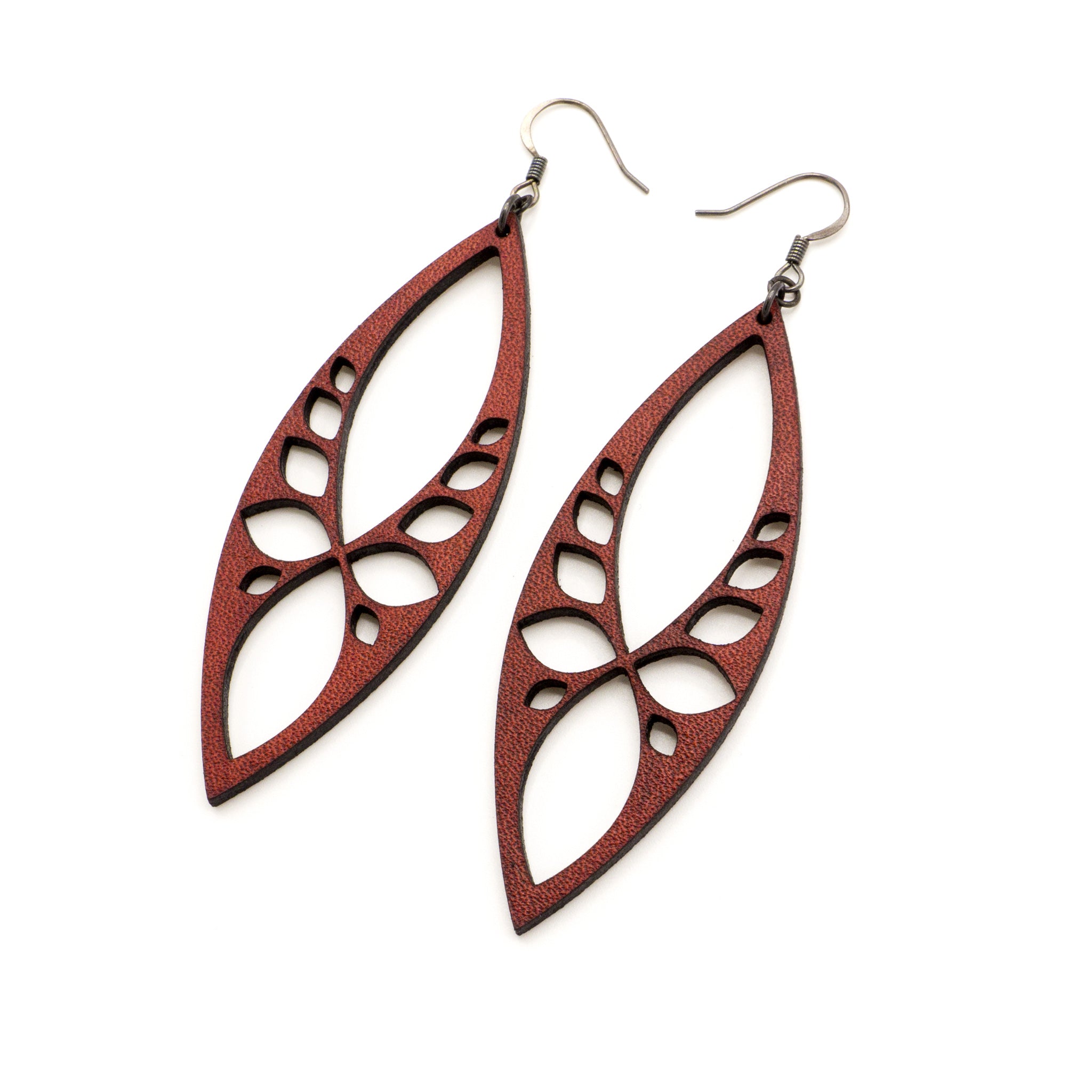 Terrabyte 05 Red Leather Earrings for Women | Handmade Boho Chic Dangle Earrings | Perfect for Parties, Weddings & Everyday Wear