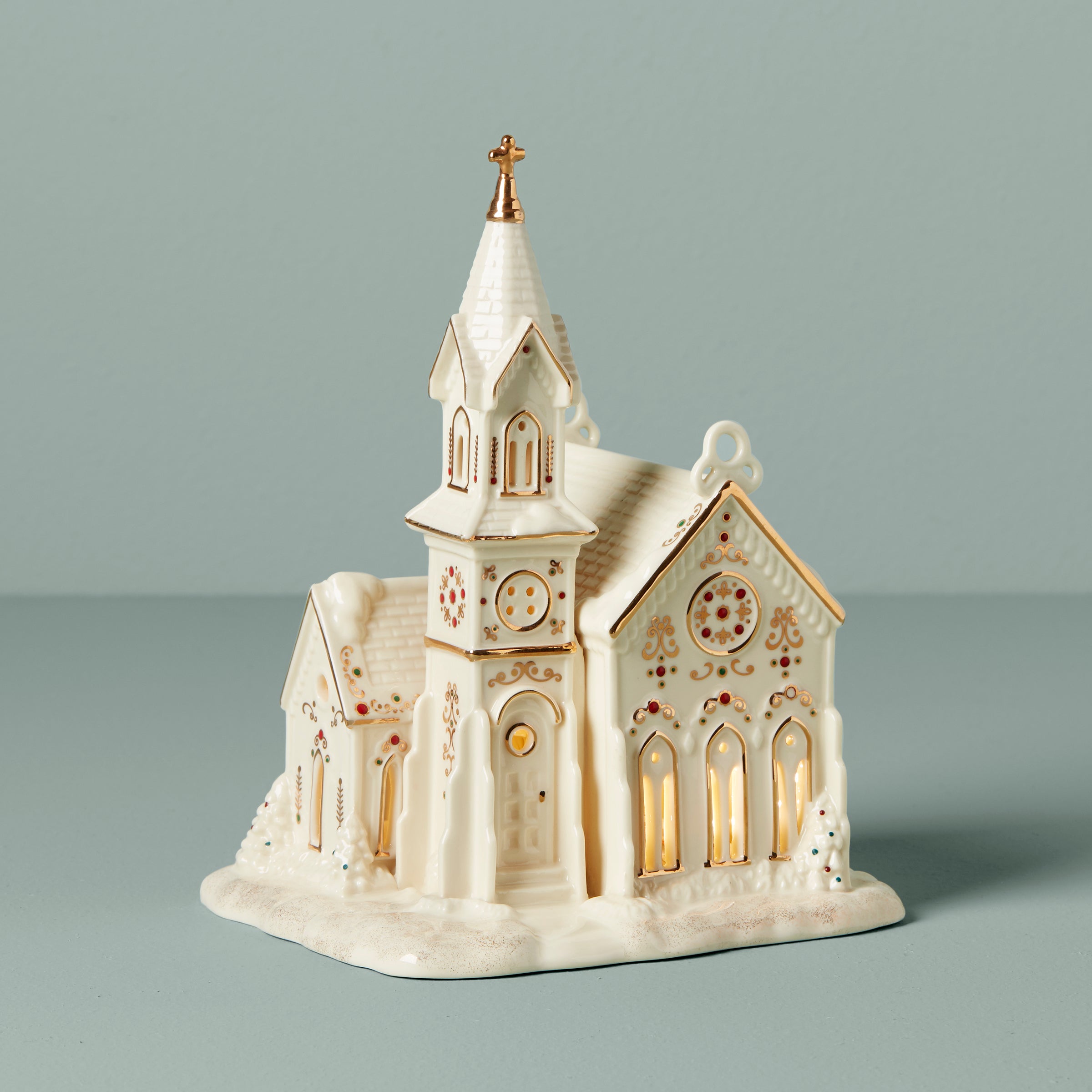 LED Mistletoe Park Light Up Village Church Figurine - Christmas Decoration for Home, Tabletop, Holiday Display - Perfect for Winter Village Scenes & Christmas Tree Decor