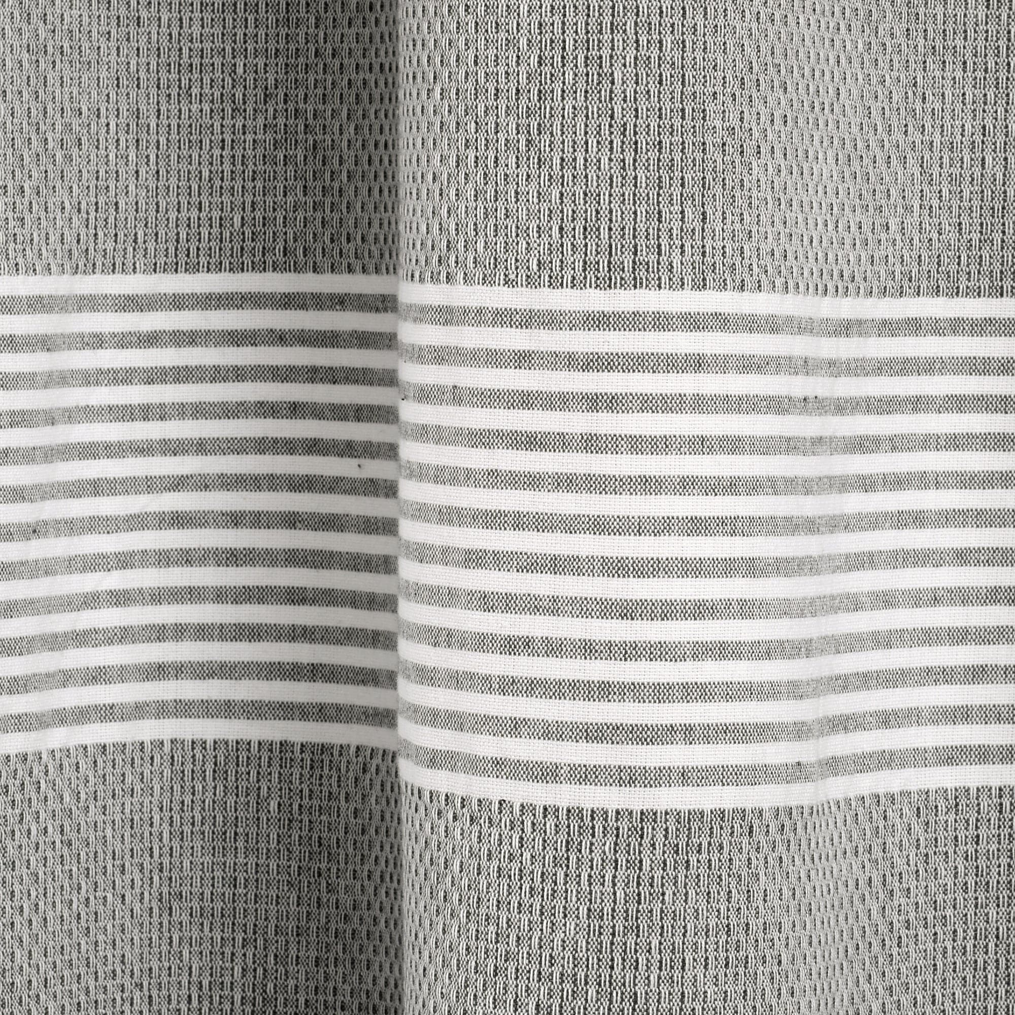 Tucker Stripe Yarn Dyed Knotted Tassel Window Curtain Panel Set - Elegant Blackout Drapes for Living Room & Bedroom Decor