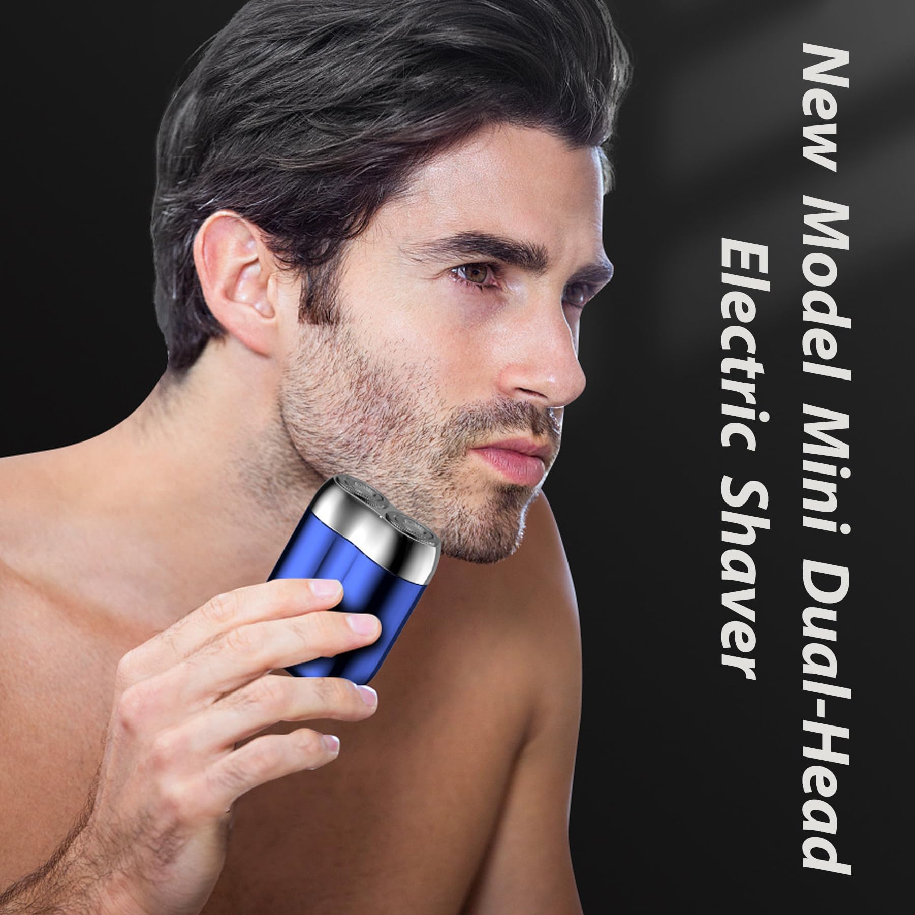 Jacooba Electric Razor for Men - Rechargeable Waterproof USB Shaver with Washable Double Head, Portable Mini Travel Shaver (Silver) - Perfect for Home, Office & Travel Grooming