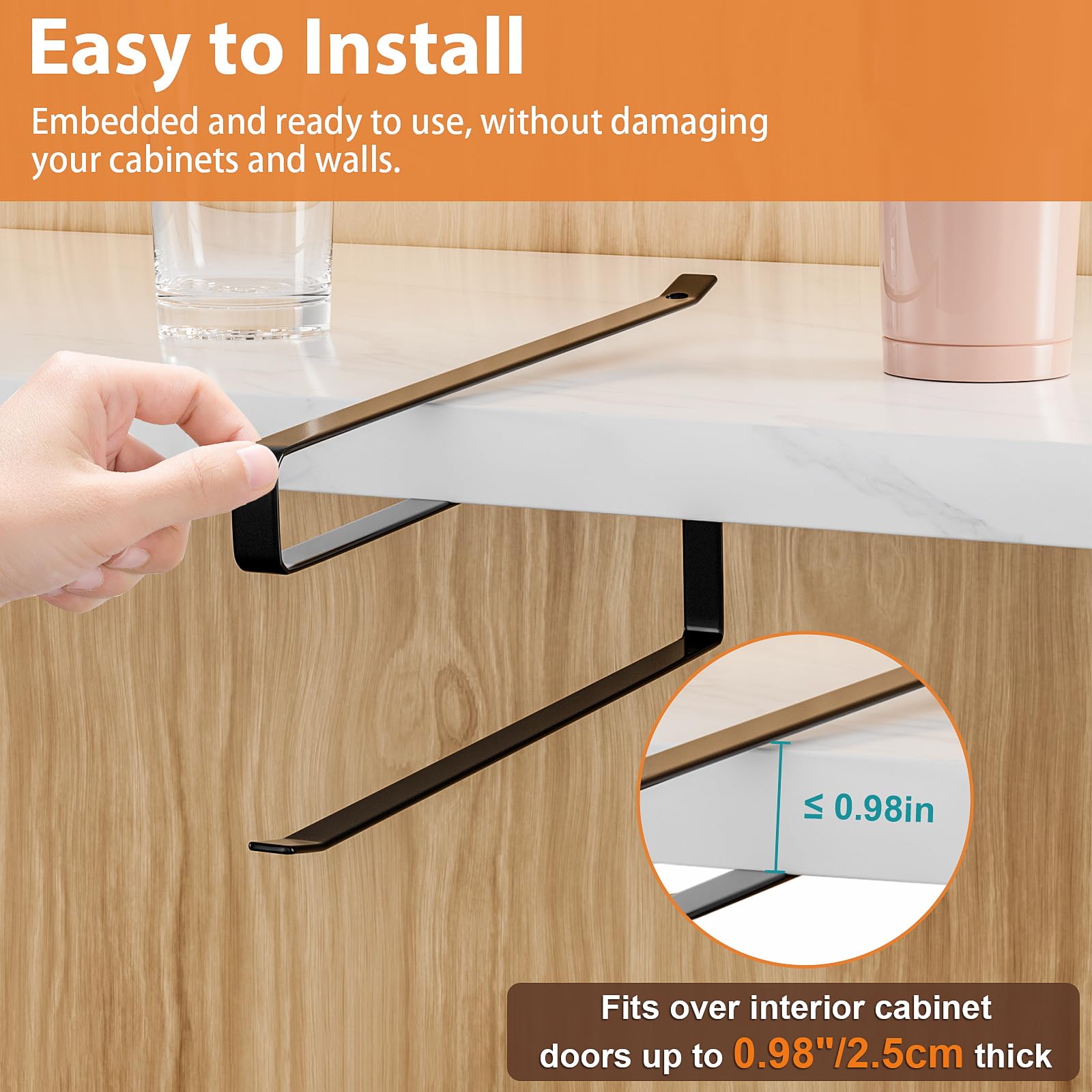 Premium Tumbler Lid Organizer - Under Cabinet Cup Lid Storage Holder, Space Saving Kitchen Organizer with Easy Installation for Drinking Tumblers (Black) - Perfect for Kitchen Cabinet, Pantry & Coffee Station Organization