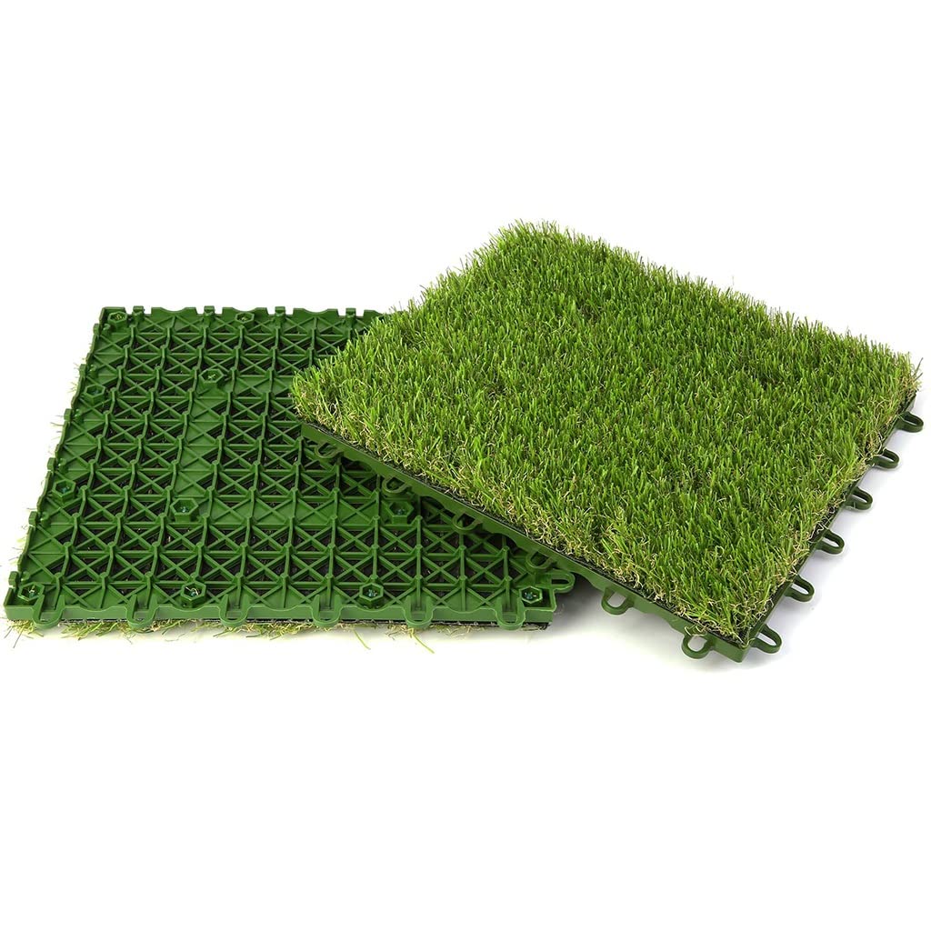 Premium Artificial Grass Turf Tiles - 30x30cm Realistic 3cm Tall Haystack - Indoor & Outdoor Decorative Floor Mats (Set of 9) - Perfect for Patio, Balcony, Garden & Home Decor